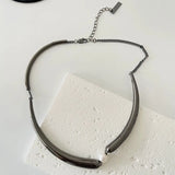 Single Pearl Choker Necklace for Women Minimalist Collar Torque Punk Jewelry