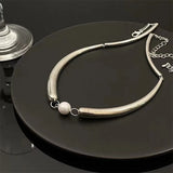 Single Pearl Choker Necklace for Women Minimalist Collar Torque Punk Jewelry