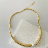 Single Pearl Choker Necklace for Women Minimalist Collar Torque Punk Jewelry