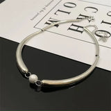 Single Pearl Choker Necklace for Women Minimalist Collar Torque Punk Jewelry