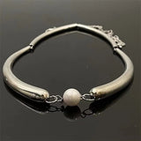 Single Pearl Choker Necklace for Women Minimalist Collar Torque Punk Jewelry