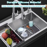 Silicone Grey Sink Mat Kitchen Sink Protector, Non-Slip Heat Resistant