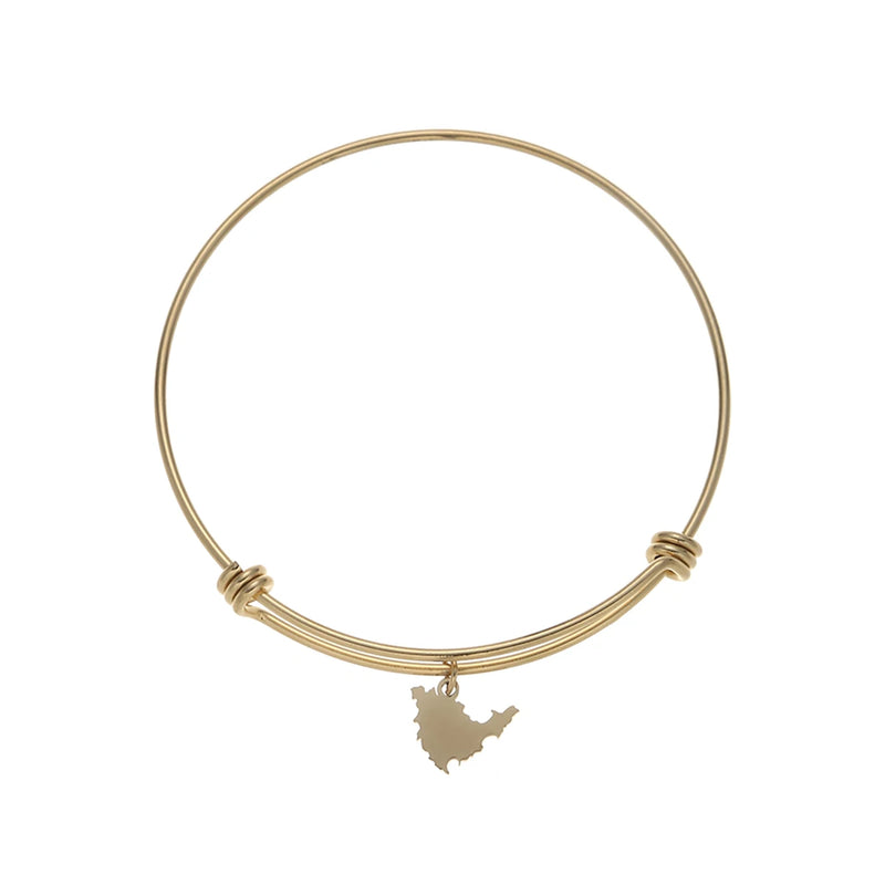 Sint Maarten & Saint-Martin Island Map Charm Bangles Bracelet