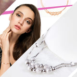 925 Silver Bracelets for Women Girls 17cm+2.5cm Matte Beads