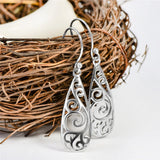 925 Silver Filigree Teardrop Hoop Earrings for Women
