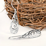 925 Silver Filigree Teardrop Hoop Earrings for Women