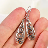 925 Silver Filigree Teardrop Hoop Earrings for Women