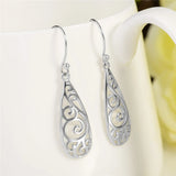 925 Silver Filigree Teardrop Hoop Earrings for Women