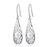 925 Silver Filigree Teardrop Hoop Earrings for Women