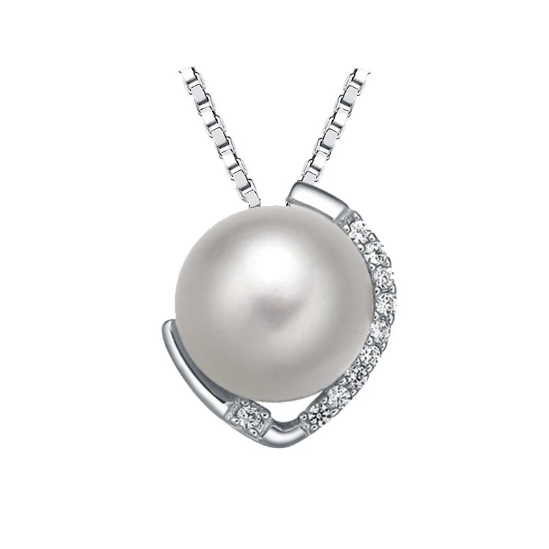 925 Sterling Silver Pendant Choker Necklace Freshwater Pear Jewelry