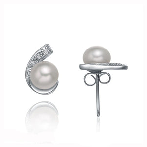 925 Silver Stud Earring With AAAA Freshwater Pearl Classic Style Fine Jewelry