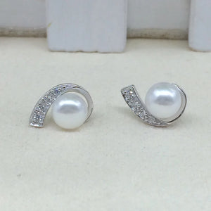 925 Silver Stud Earring With AAAA Freshwater Pearl Classic Style Fine Jewelry