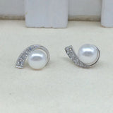 925 Silver Stud Earring With AAAA Freshwater Pearl Classic Style Fine Jewelry