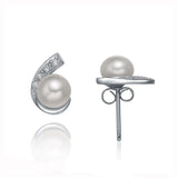 925 Silver Stud Earring With AAAA Freshwater Pearl Classic Style Fine Jewelry