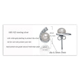 925 Silver Stud Earring With AAAA Freshwater Pearl Classic Style Fine Jewelry