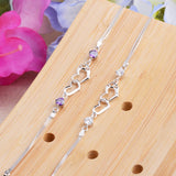 925 Sterling Silver Crystal Bracelets for Women Girls 16cm+3.5cm