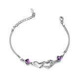 925 Sterling Silver Crystal Bracelets for Women Girls 16cm+3.5cm