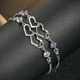 925 Sterling Silver Crystal Bracelets for Women Girls 16cm+3.5cm