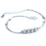 925 Sterling Silver Matte Beads Anklet for Women Girls 22cm+5cm