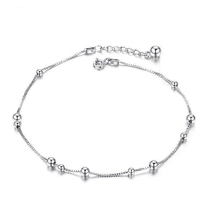 925 Sterling Silver Anklets Bracelet for Women Girls Lover 22cm+3.5cm Length