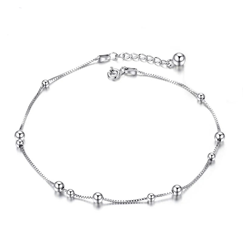 925 Sterling Silver Anklets Bracelet for Women Girls Lover 22cm+3.5cm Length