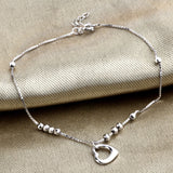 925 Silver Anklets Bracelet Heart Charms for Women Girls 21.5cm+2.5cm