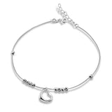 925 Silver Anklets Bracelet Heart Charms for Women Girls 21.5cm+2.5cm