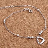 925 Silver Anklets Bracelet Heart Charms for Women Girls 21.5cm+2.5cm