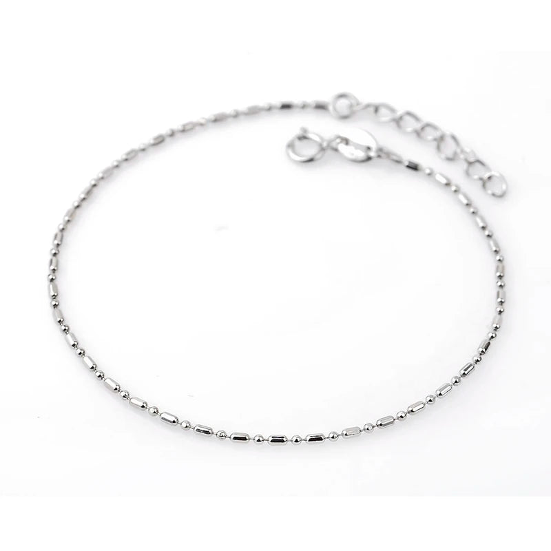 925 Silver Bracelet Anklet Chain 7in with Extender Charm Pendant