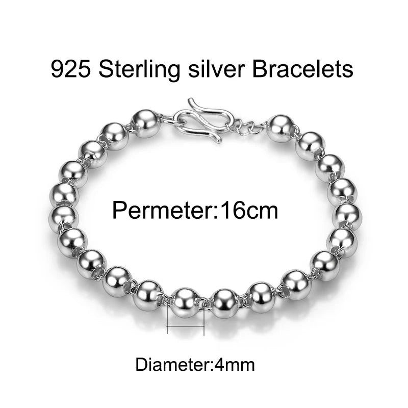 925 Silver Buddha Beads Bracelet for Women and Men