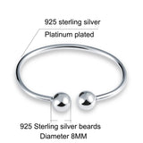 925 Silver Adjustable Bangles Bracelets for Women with 8mm or 10mm Beads
