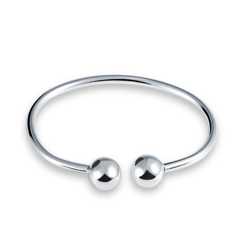 925 Silver Adjustable Bangles Bracelets for Women with 8mm or 10mm Beads