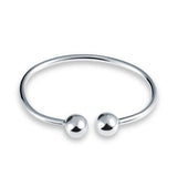 925 Silver Adjustable Bangles Bracelets for Women with 8mm or 10mm Beads