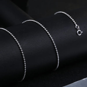 925 Sterling Silver Necklace Chain Round Beads DIY Jewelry