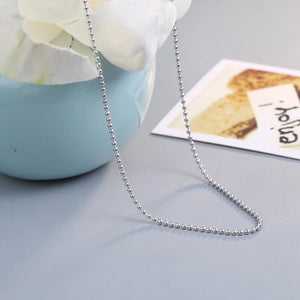 925 Sterling Silver Necklace Chain Round Beads DIY Jewelry