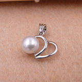 925 Silver Necklace with AAAAA Natural Pearls Pendant Heart Charms
