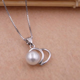 925 Silver Necklace with AAAAA Natural Pearls Pendant Heart Charms