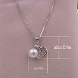 925 Silver Necklace with AAAAA Natural Pearls Pendant Heart Charms