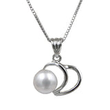 925 Silver Necklace with AAAAA Natural Pearls Pendant Heart Charms