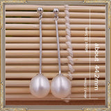 925 Silver Pearl Long Drop Earrings for Women