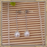 925 Silver Pearl Long Drop Earrings for Women
