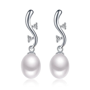 925 Silver Pearls Drop Earrings Spring Vines Catkins Fine Jewelry for Women