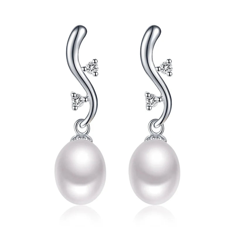 925 Silver Pearls Drop Earrings Spring Vines Catkins Fine Jewelry for Women