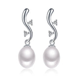 925 Silver Pearls Drop Earrings Spring Vines Catkins Fine Jewelry for Women