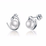 925 Silver Stud Earring Women Pearl Christmas Fine Jewelry Hot