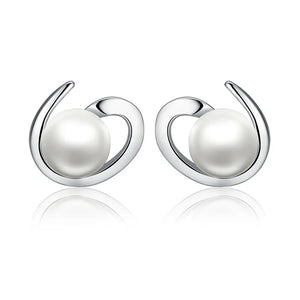 925 Silver Stud Earring Women Pearl Christmas Fine Jewelry Hot