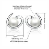925 Silver Stud Earring Women Pearl Christmas Fine Jewelry Hot