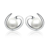 925 Silver Stud Earring Women Pearl Christmas Fine Jewelry Hot
