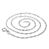 925 Silver Water Wave Chain Necklace for Women Pendant