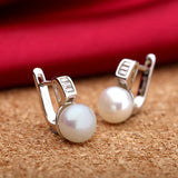 Freshwater Pearls Earring 925 Sterling Silver Euro English Lock Fine Jewelry